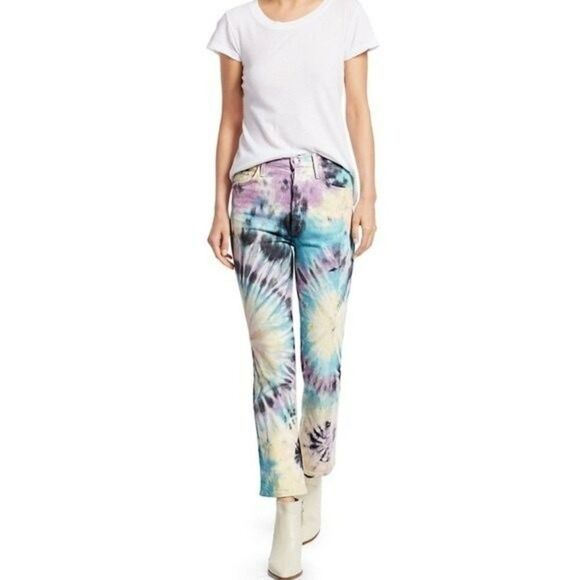 MOTHER The Tripper High Rise Crop Bootcut Tie-Dye Jeans Womens Size 24 - Picture 2 of 10